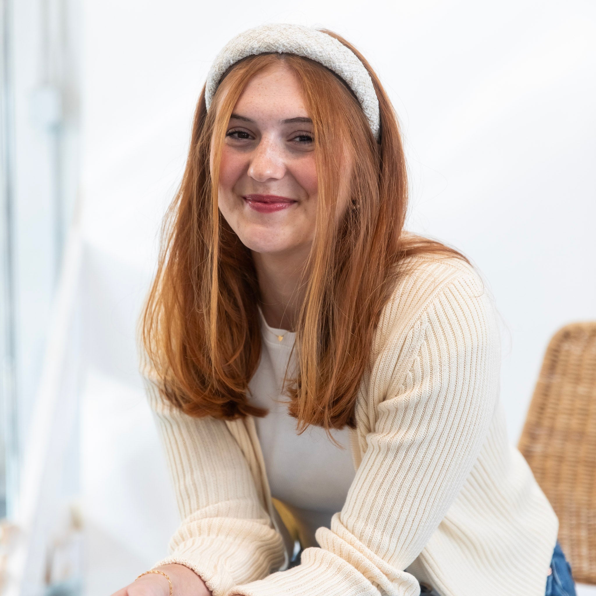 Padded Headband - White Check