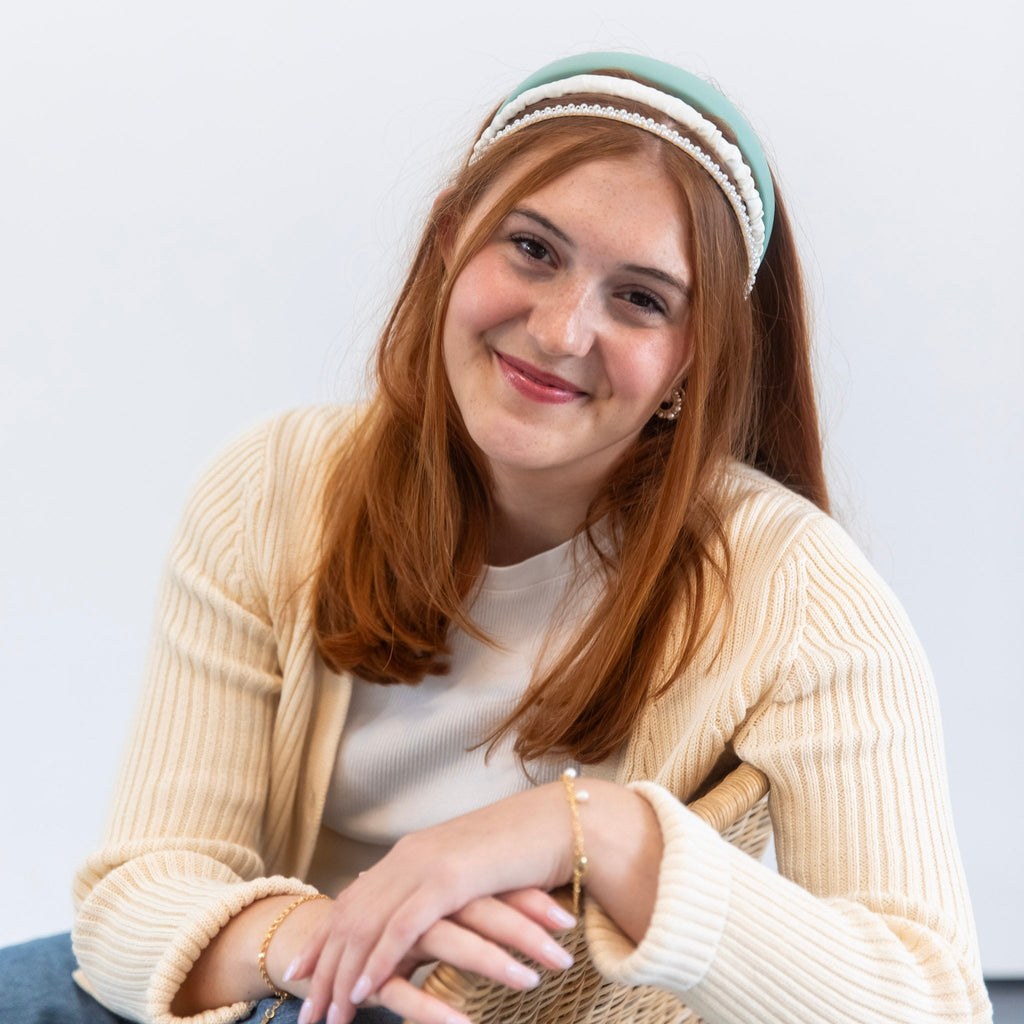 Classic Headband Set - Green + Cream + Pearl