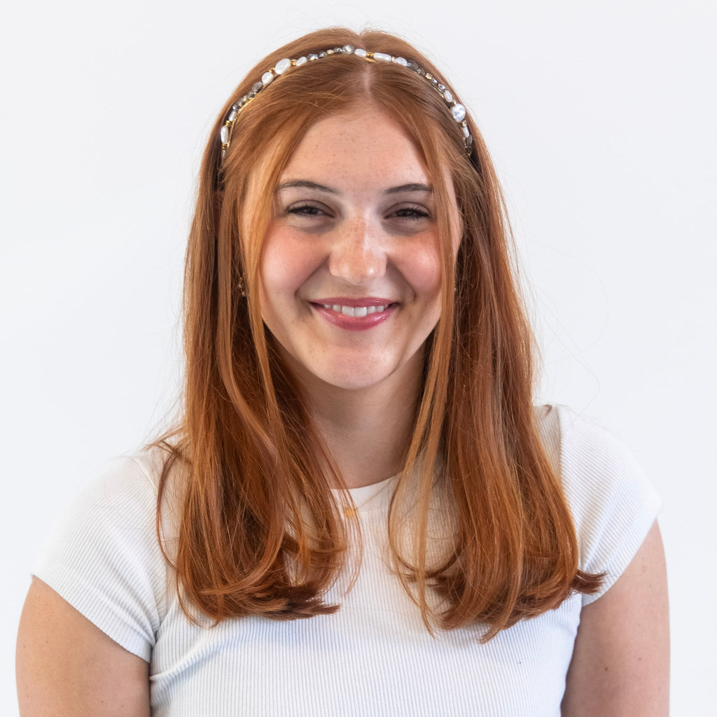 Wavy Oyster Pearl Headband - Grey