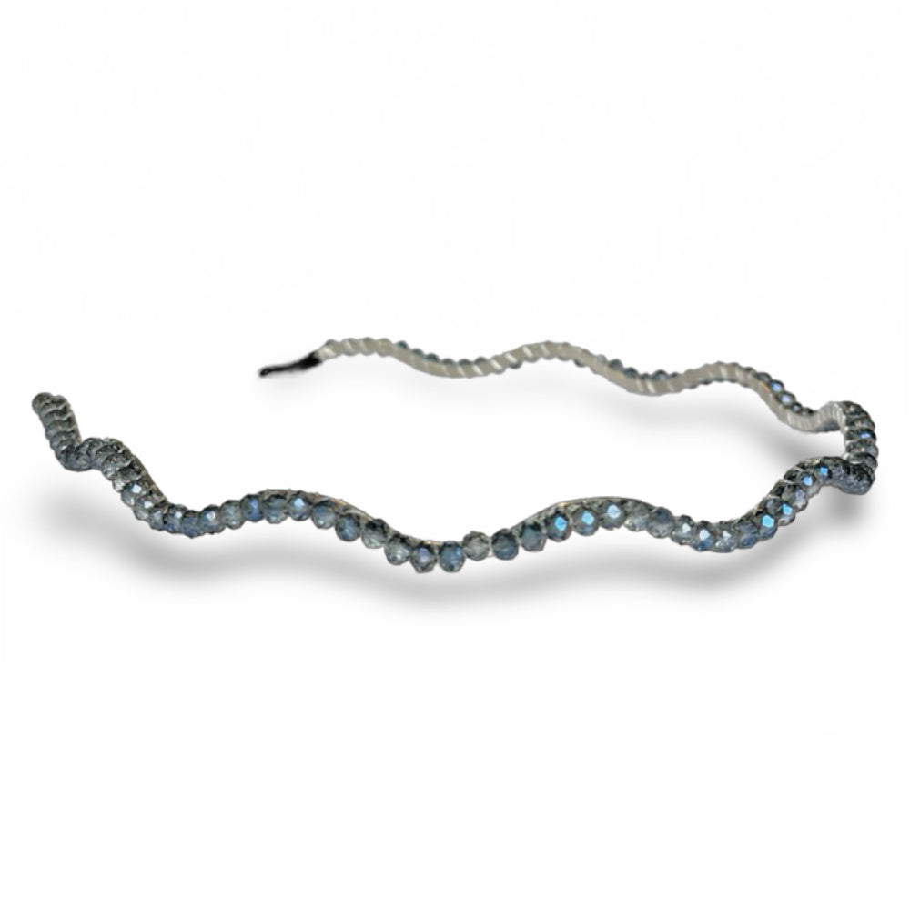 Wavy Beaded Headband - Ocean Blue