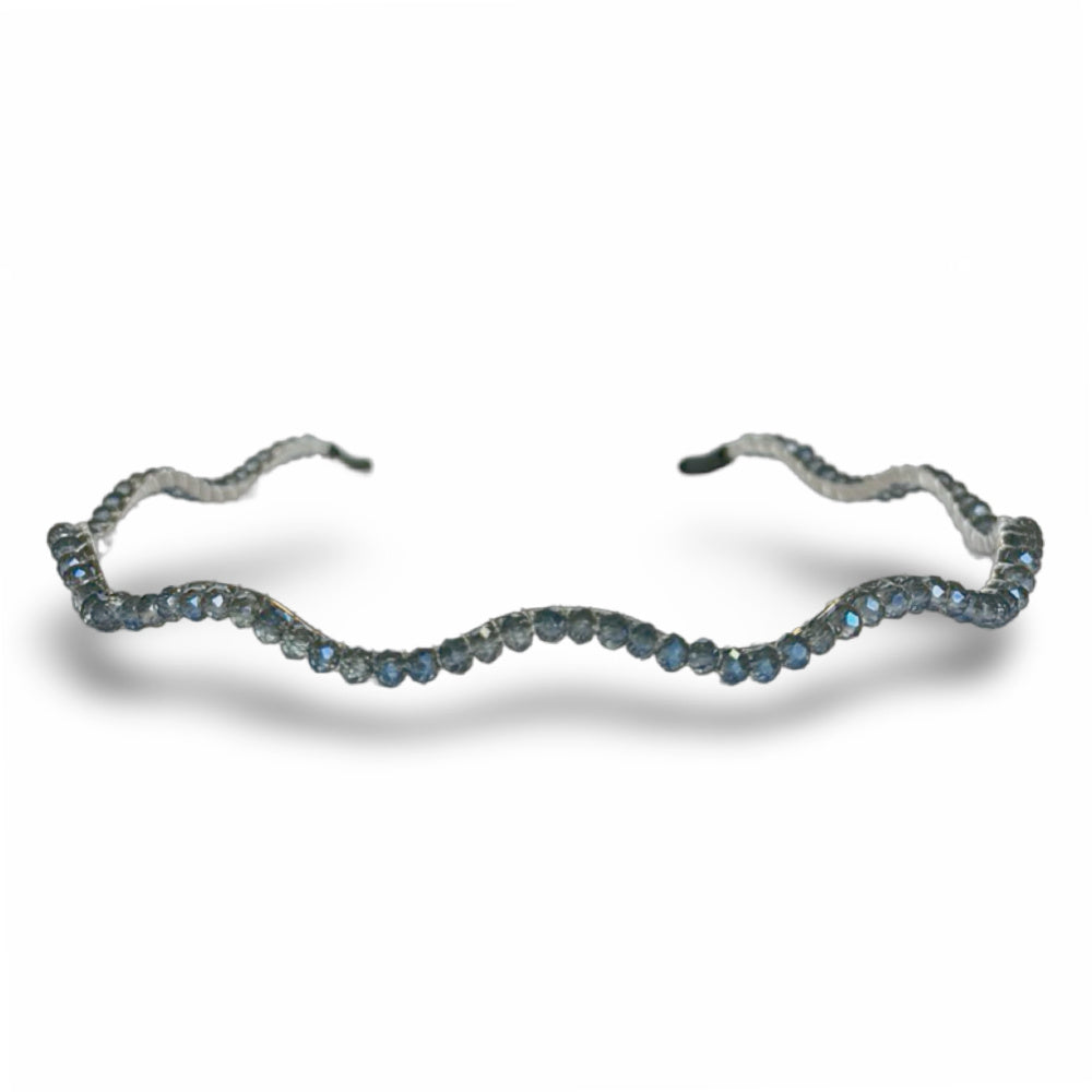 Wavy Beaded Headband - Ocean Blue