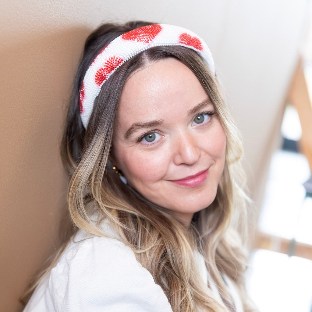 Traditional Headband - Beaded Hearts