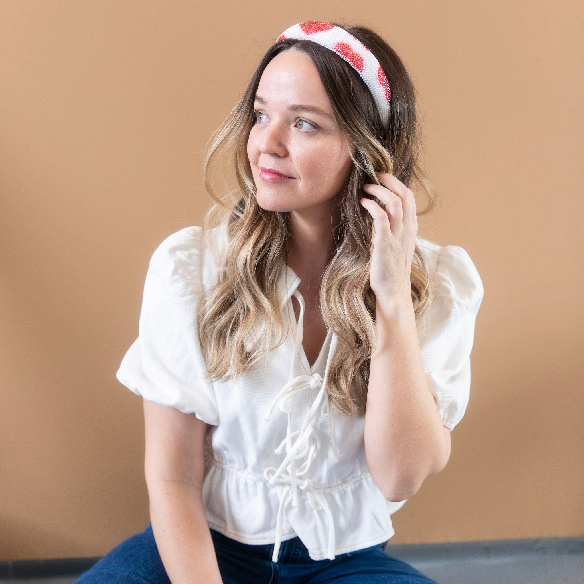 Traditional Headband - Beaded Hearts
