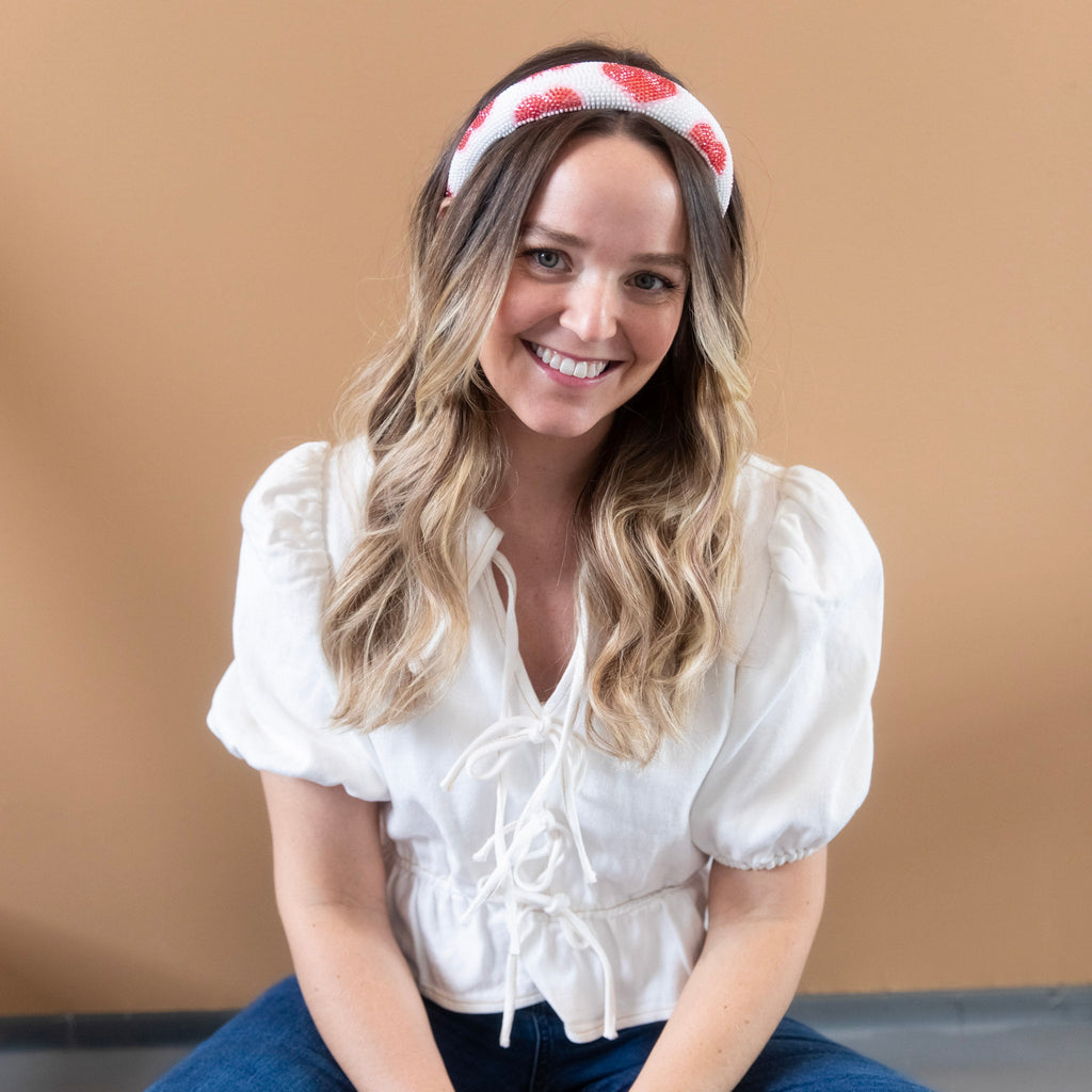 Traditional Headband - Beaded Hearts