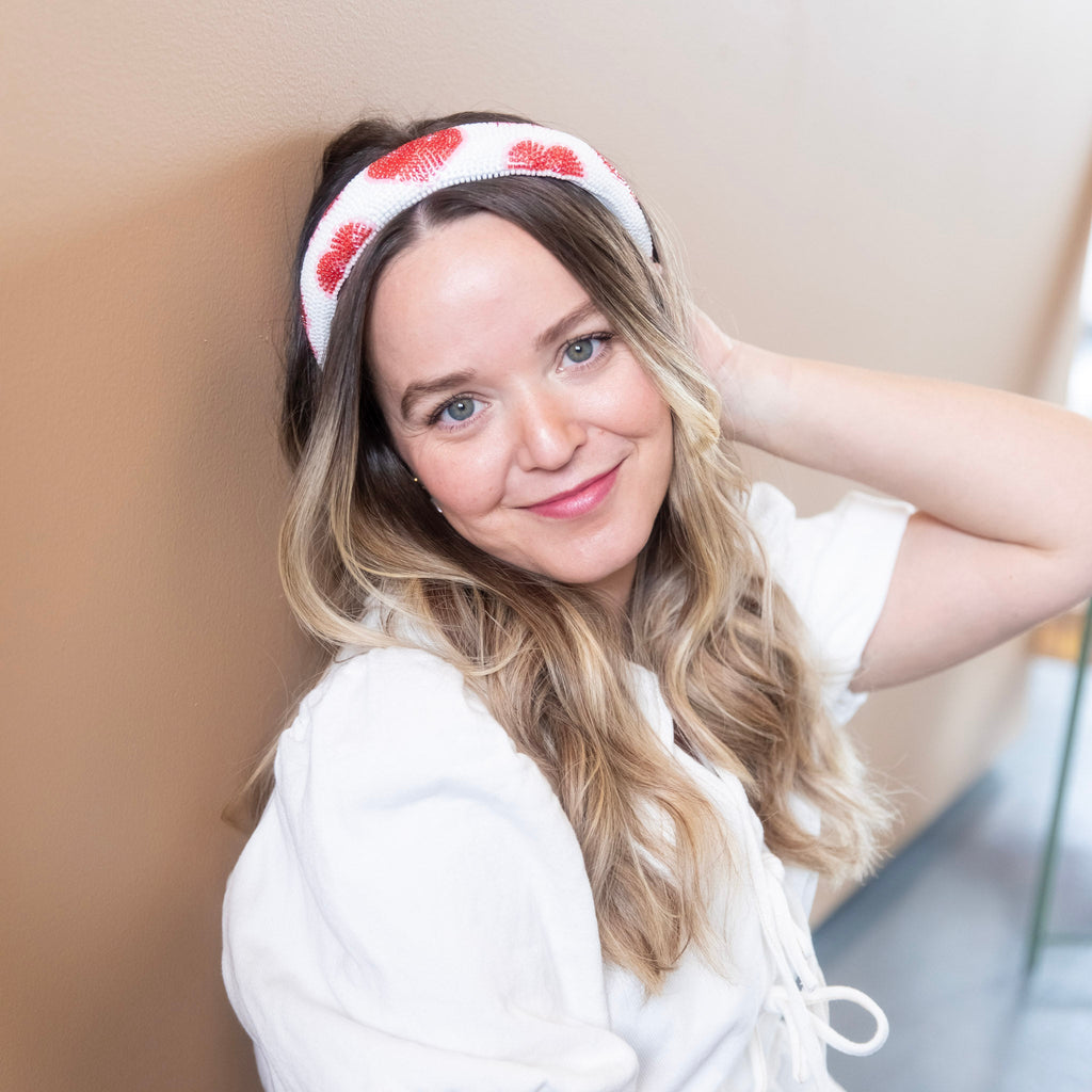 Traditional Headband - Beaded Hearts