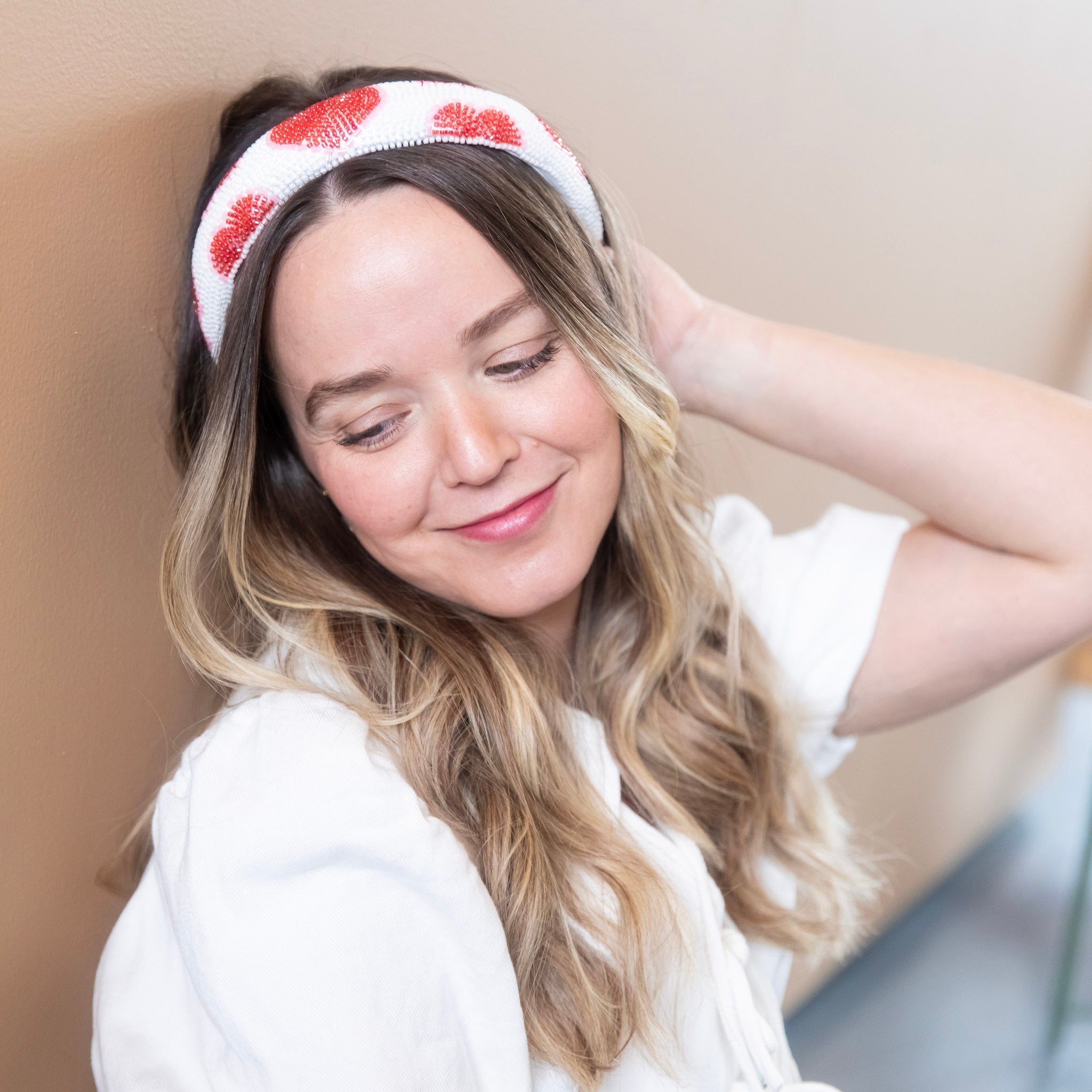 Traditional Headband - Beaded Hearts