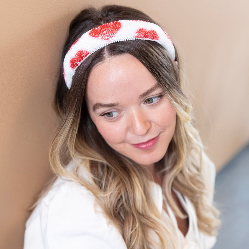 Traditional Headband - Beaded Hearts