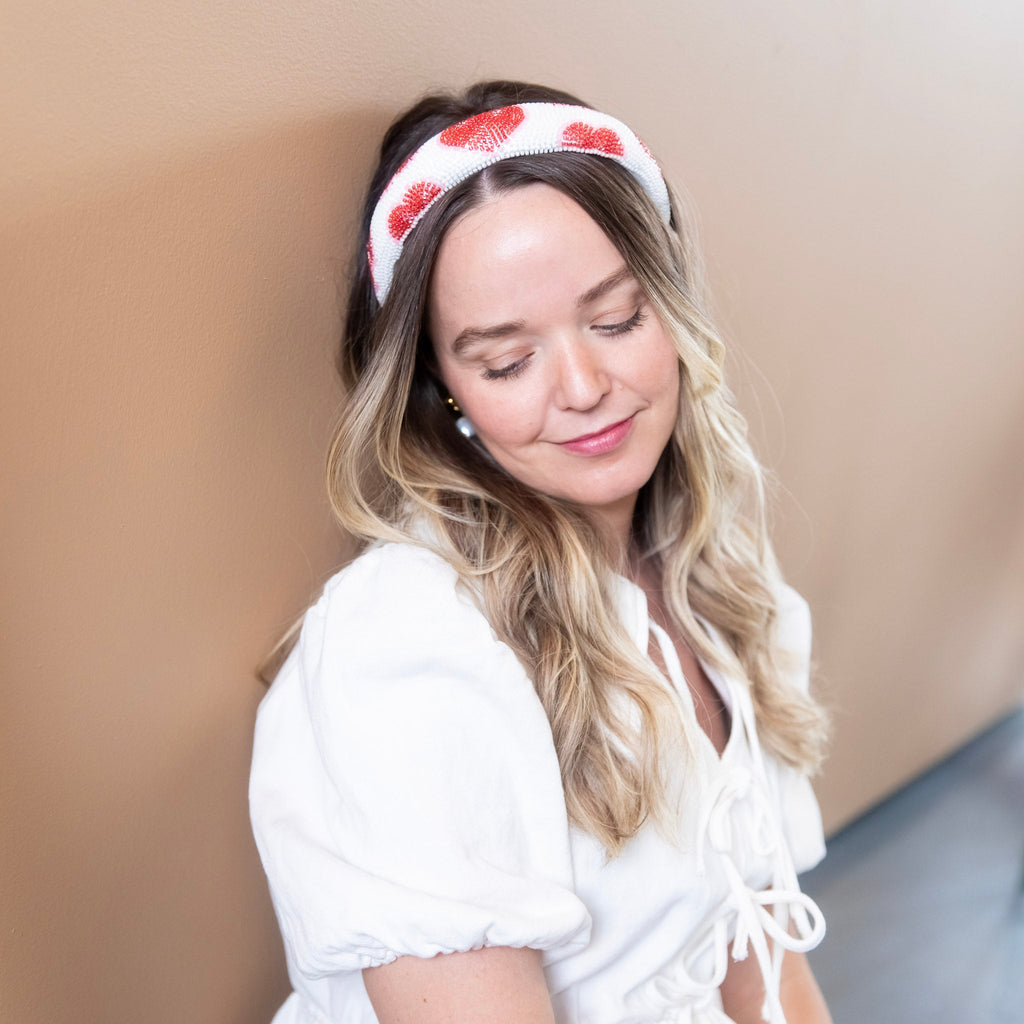 Traditional Headband - Beaded Hearts
