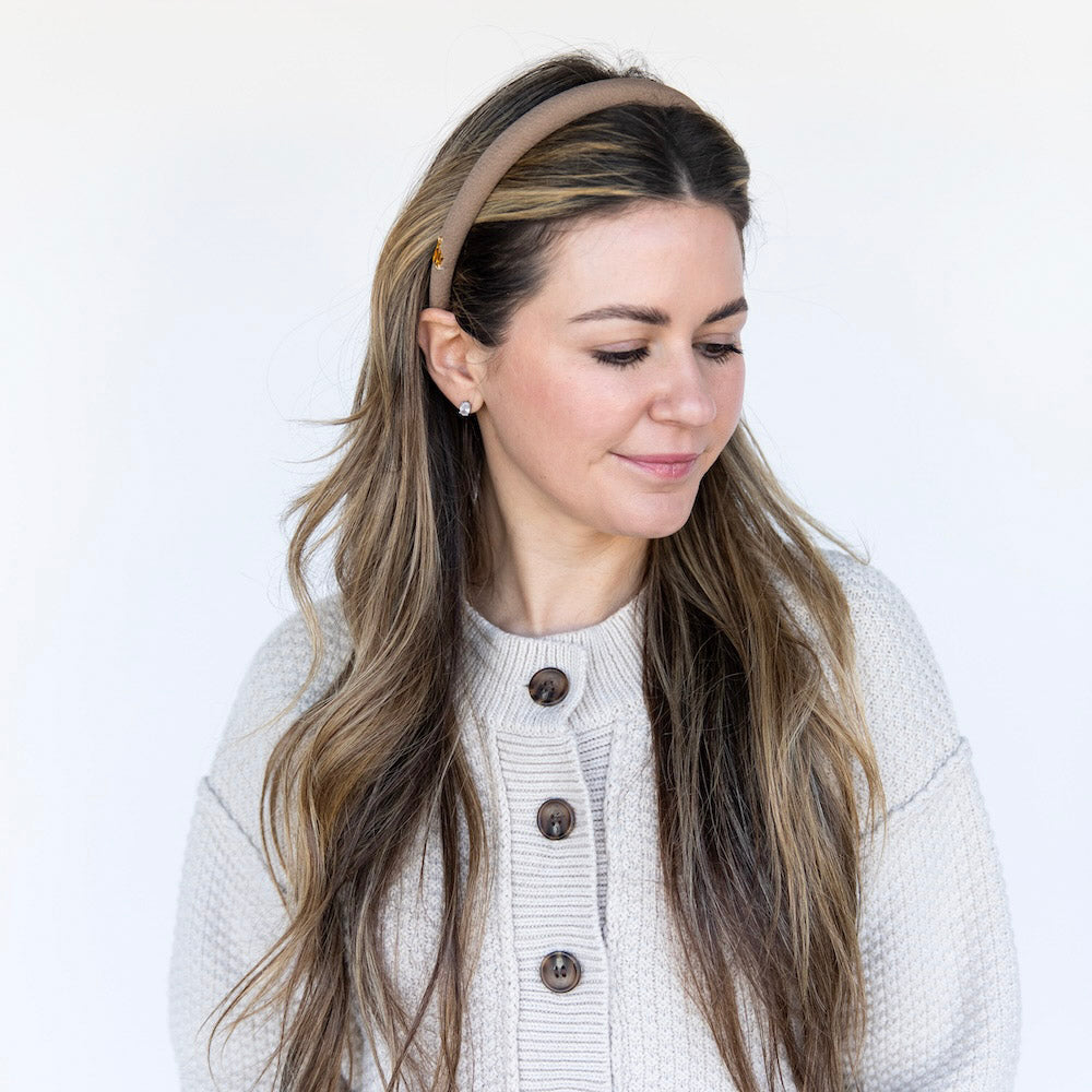 Classic Padded Thin Headband  - Light Brown