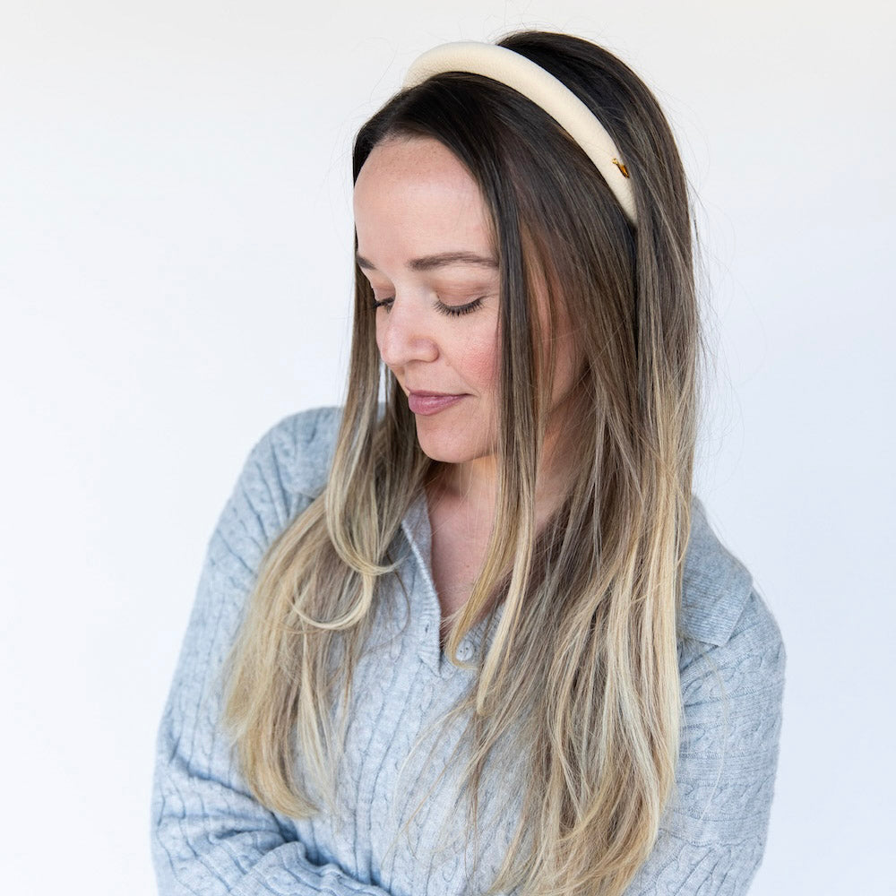 Classic Padded Thin Headband  - Cream