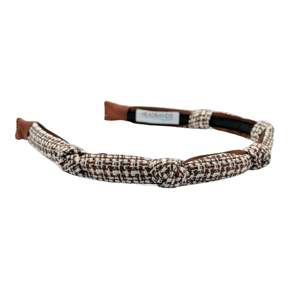 Knotted Tweed Headband - Espresso Maroon