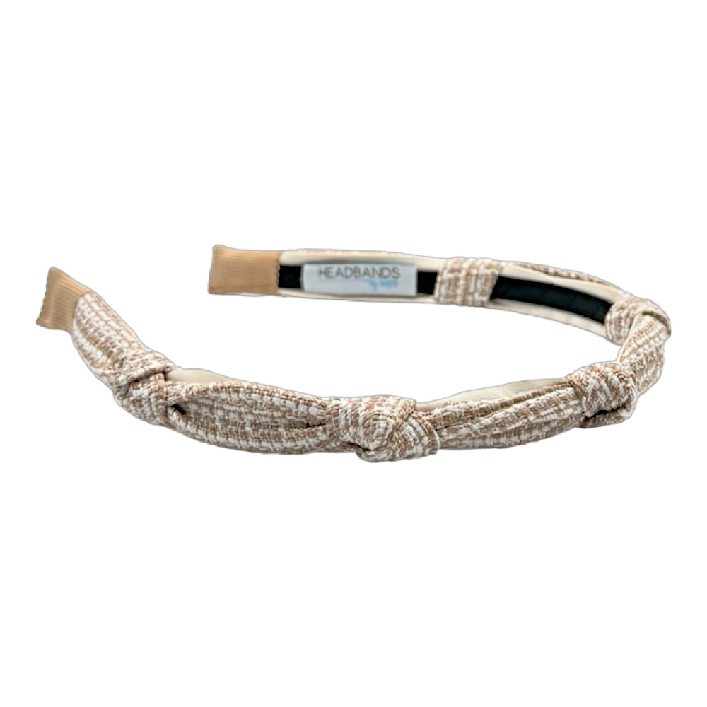 Knotted Tweed Headband - Cream Beige