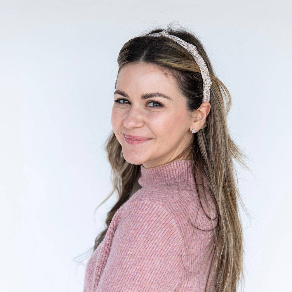 Knotted Tweed Headband - Cream Beige