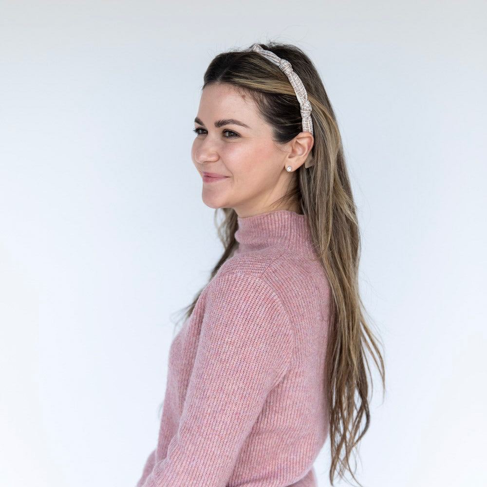 Knotted Tweed Headband - Cream Beige