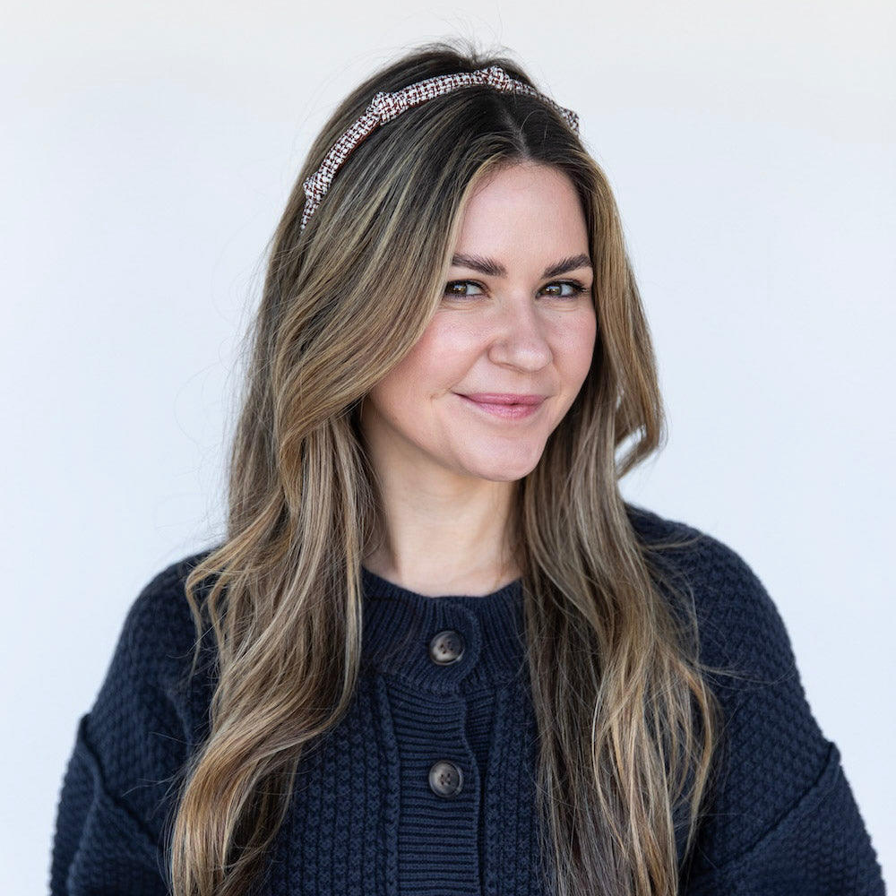 Knotted Tweed Headband - Espresso Maroon