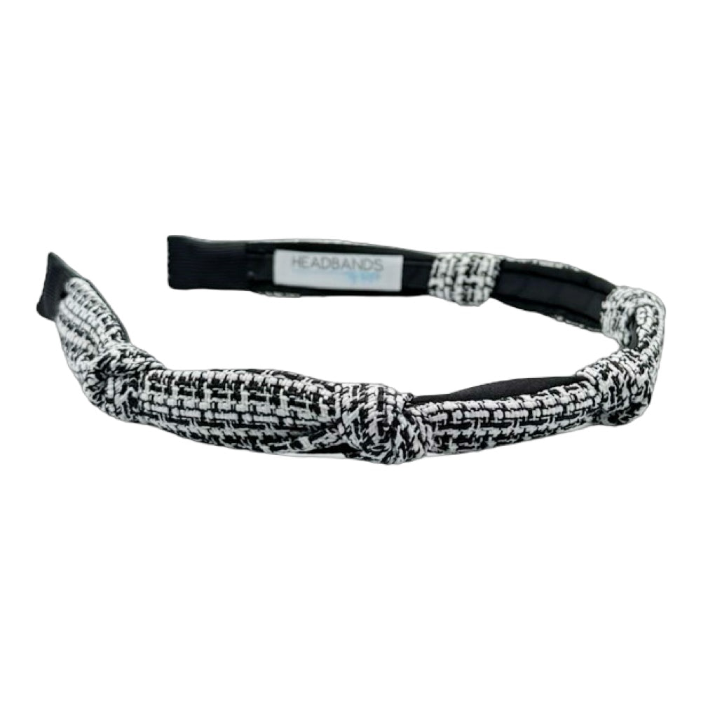 Knotted Tweed Headband - Black Ivory