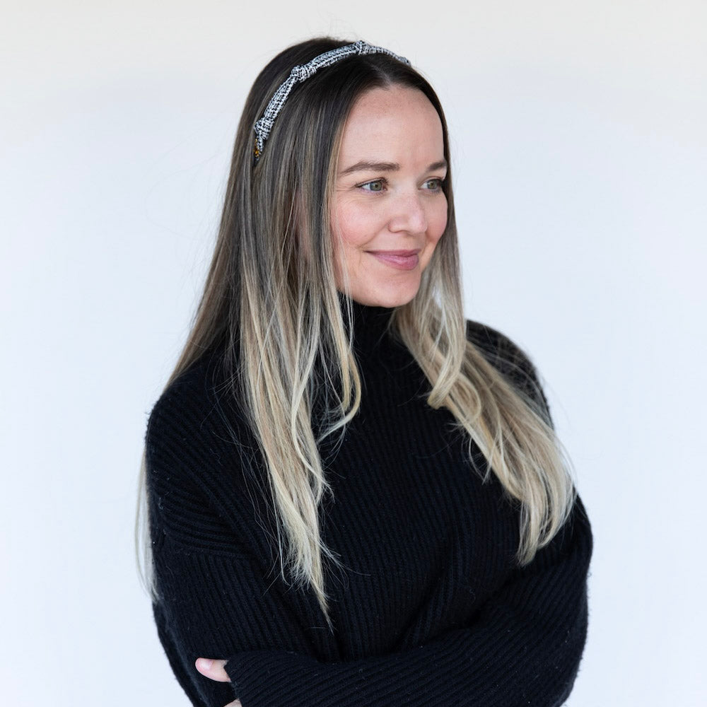 Knotted Tweed Headband - Black Ivory