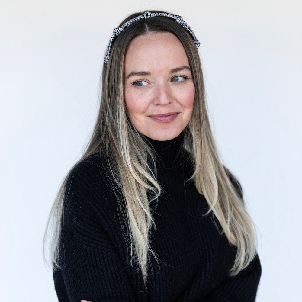 Knotted Tweed Headband - Black Ivory