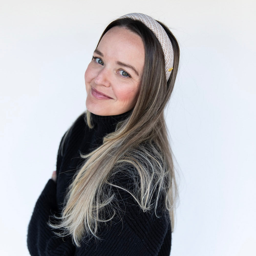 Classic Padded Tweed Headband - Cream Beige