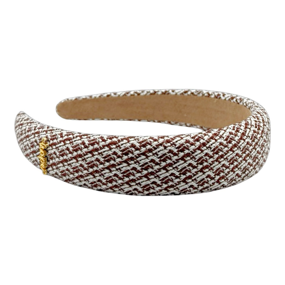 Classic Padded Tweed Headband - Espresso Maroon