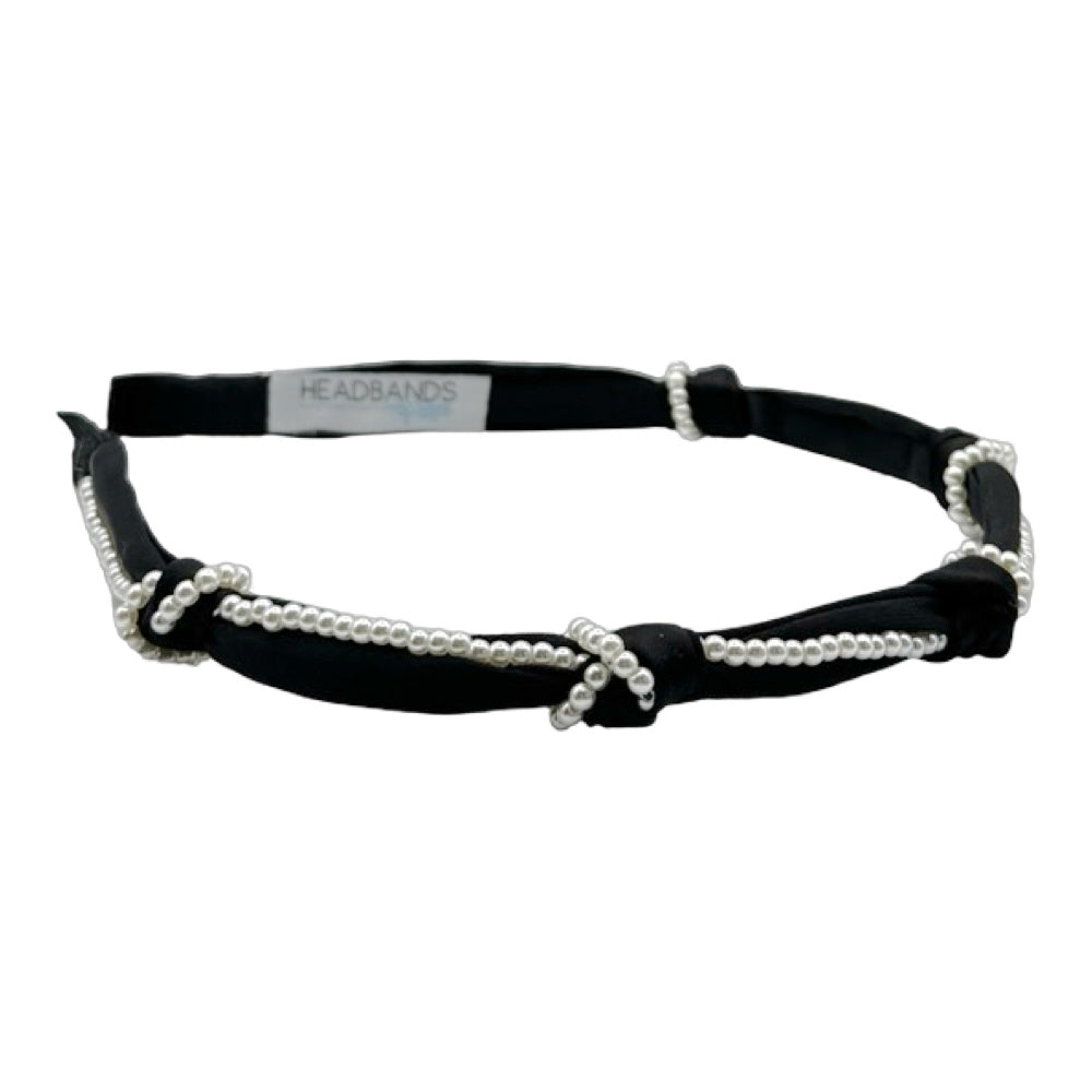Knotted Satin Headband - Black Pearl