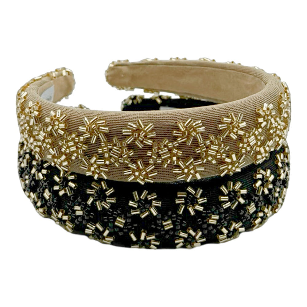 Embellished Starburst Padded Headband - Black