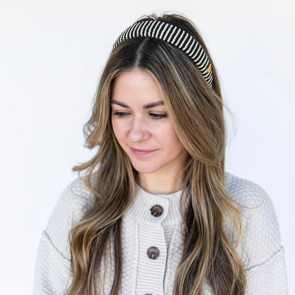 Classic Padded Rope Headband - Black Ivory