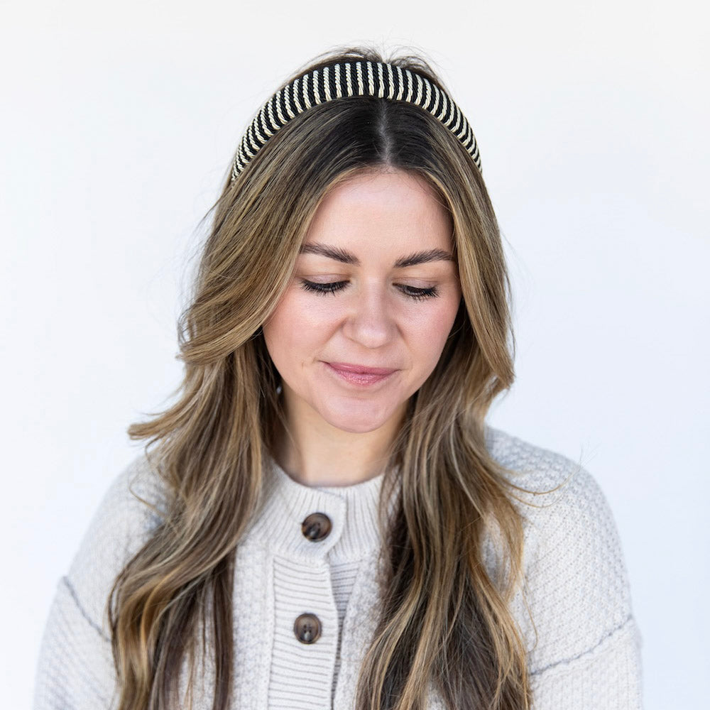 Classic Padded Rope Headband - Black Ivory