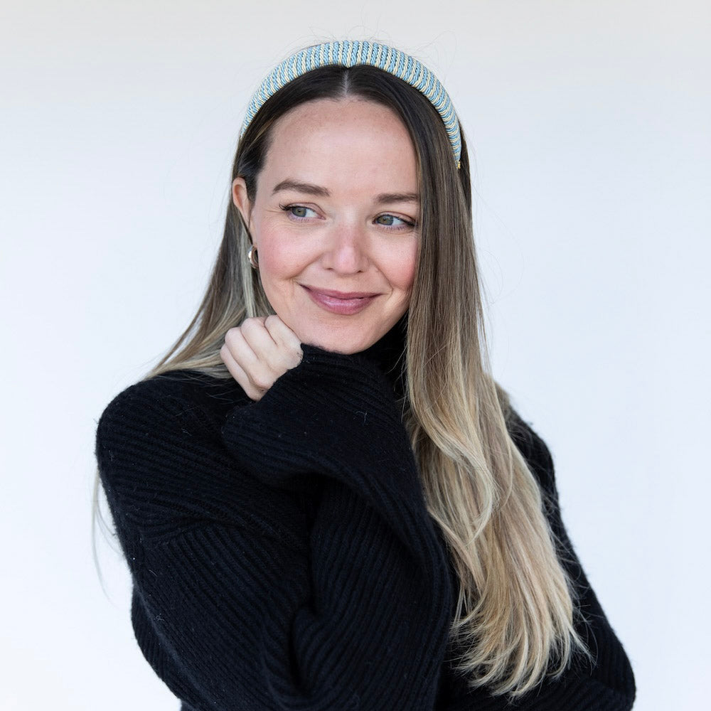 Classic Padded Rope Headband - Blue White