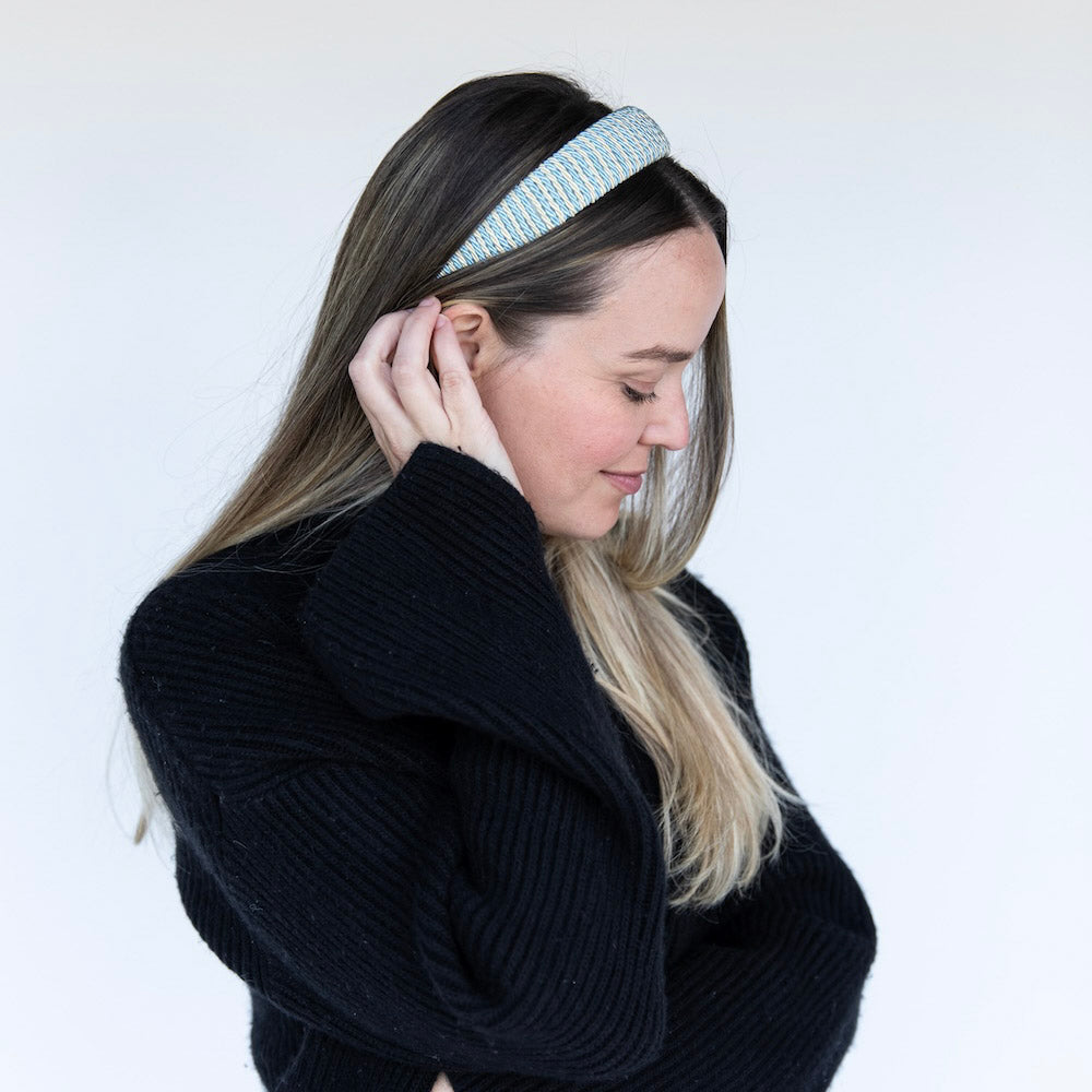Classic Padded Rope Headband - Blue White