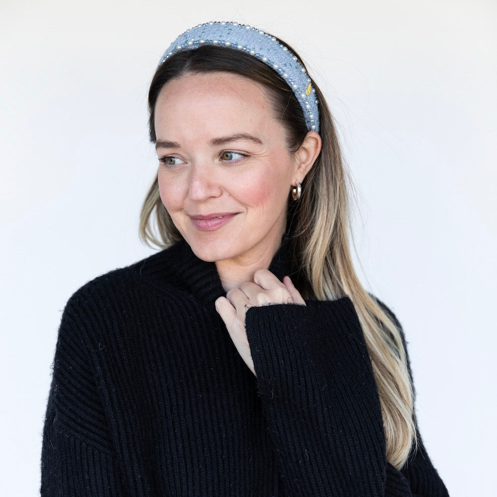 Classic Pearl Headband - Sky Blue