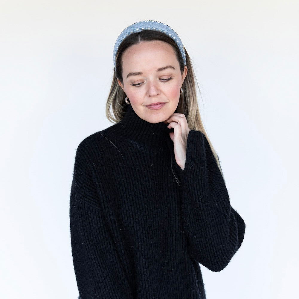 Classic Pearl Headband - Sky Blue