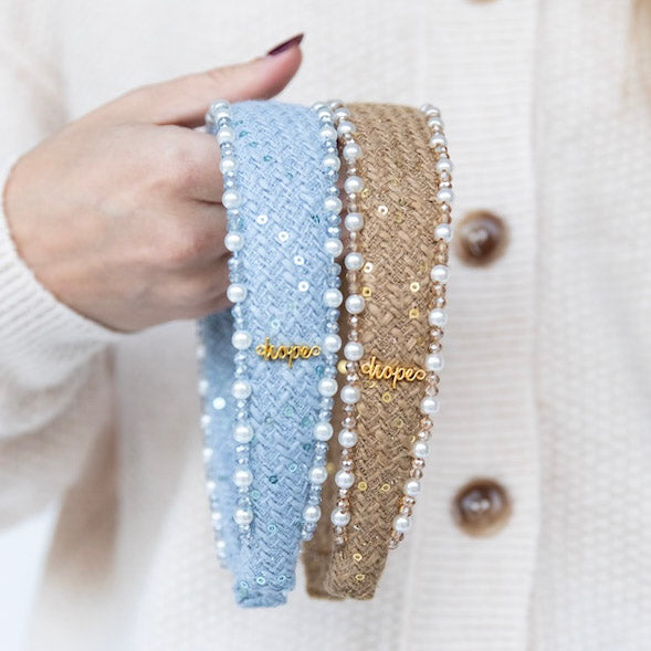 Classic Pearl Headband - Sky Blue