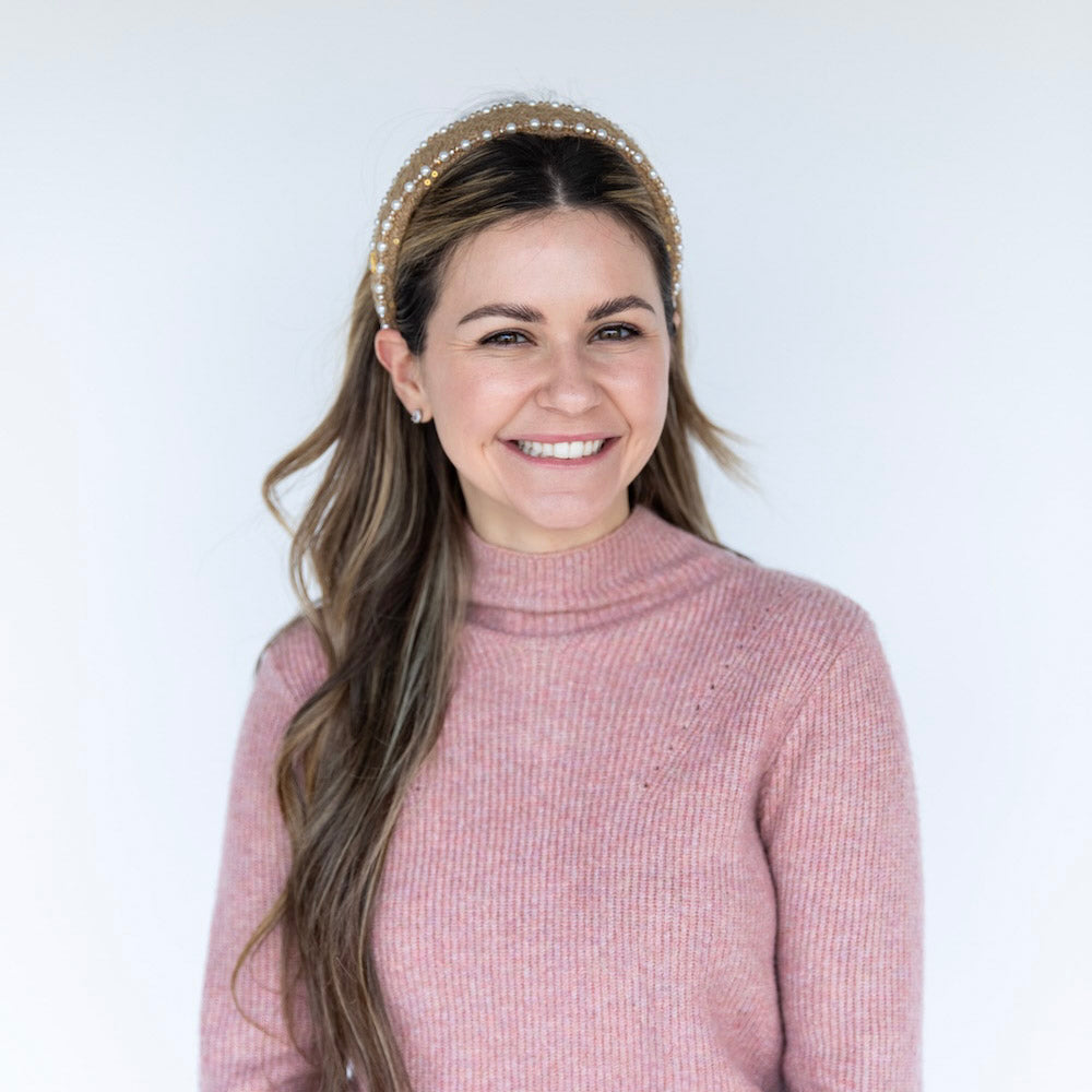 Classic Pearl Headband - Tan