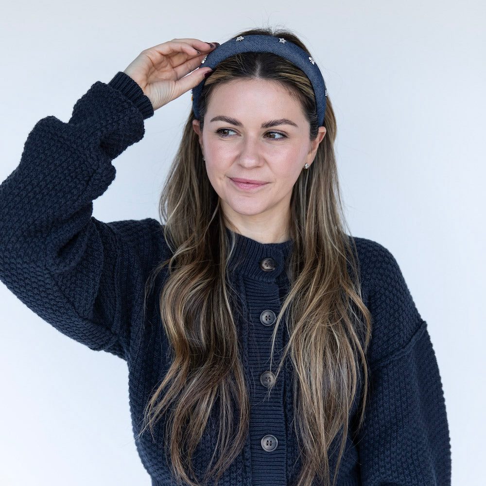 Classic Padded Star Headband - Dark Wash