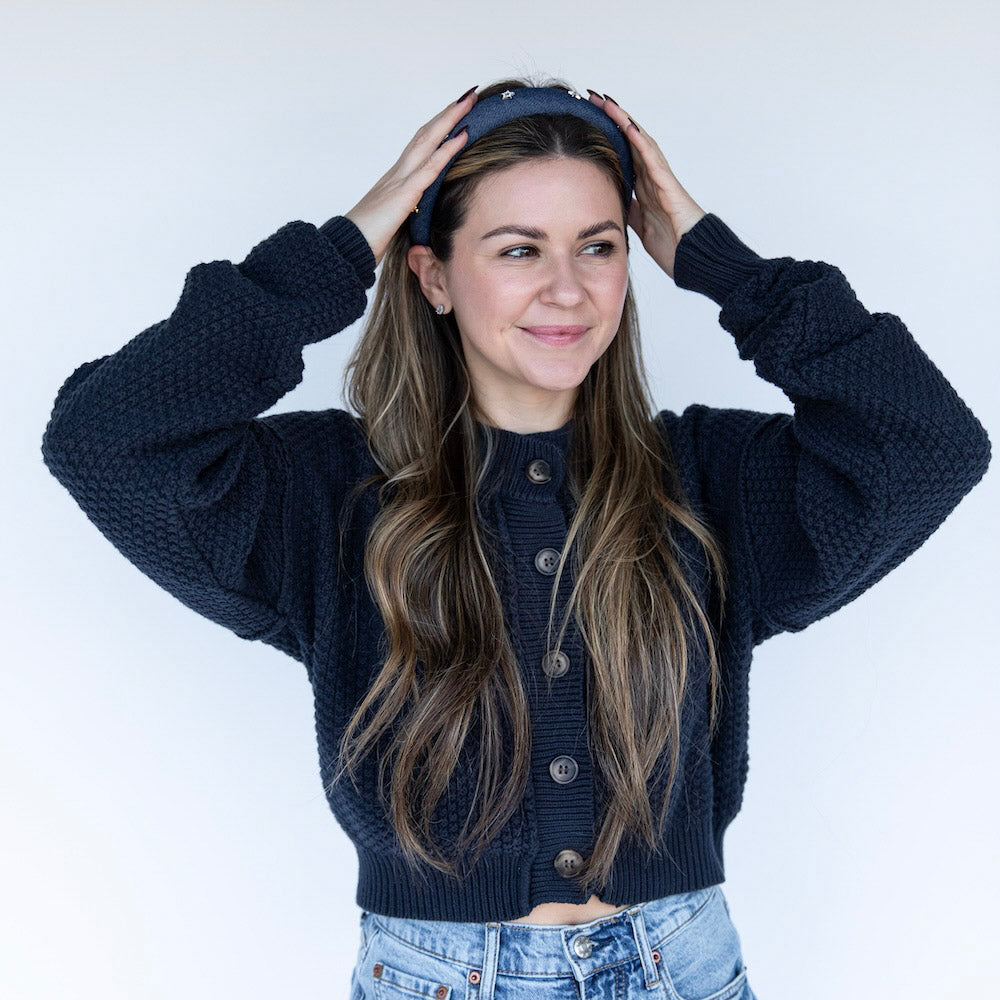 Classic Padded Star Headband - Dark Wash