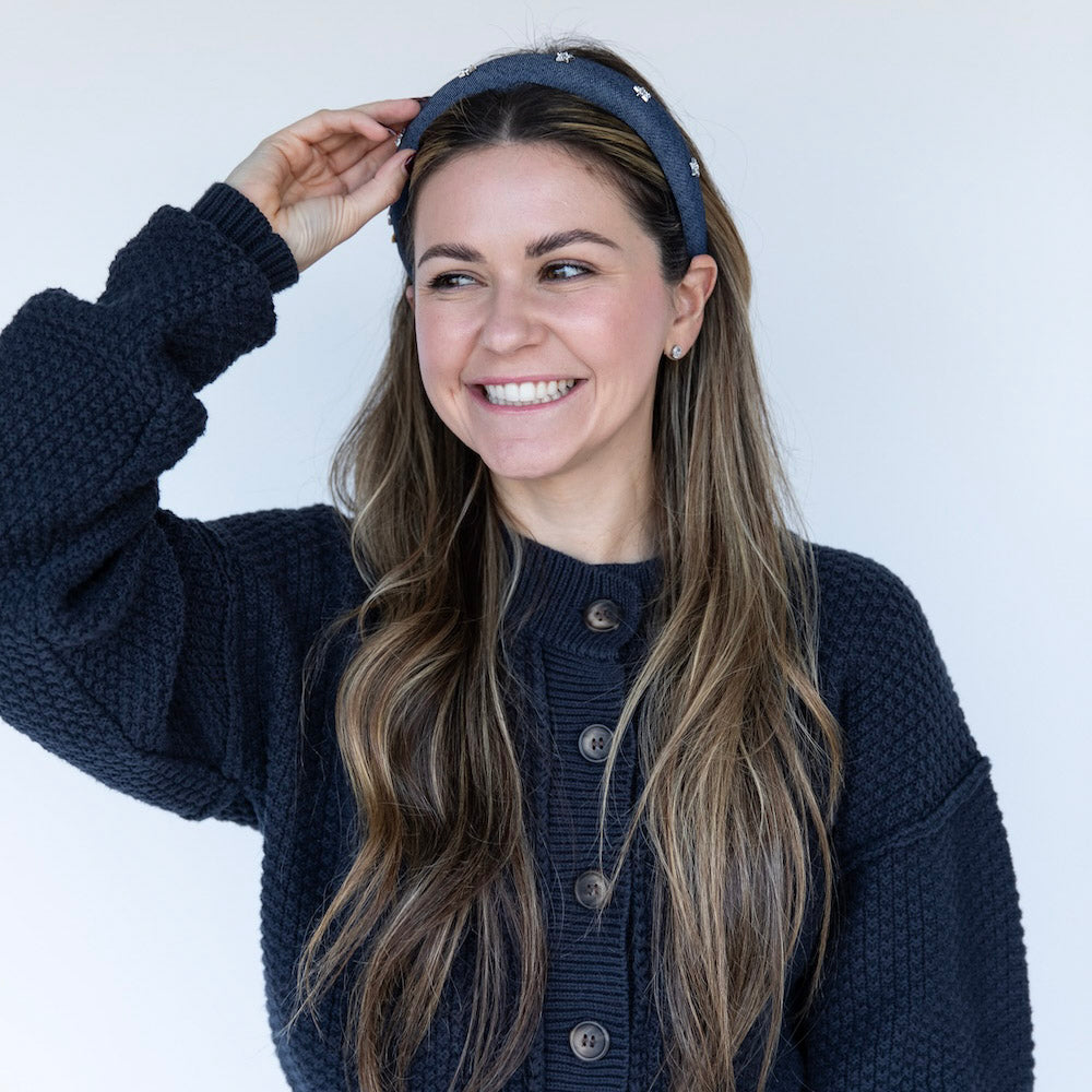 Classic Padded Star Headband - Dark Wash