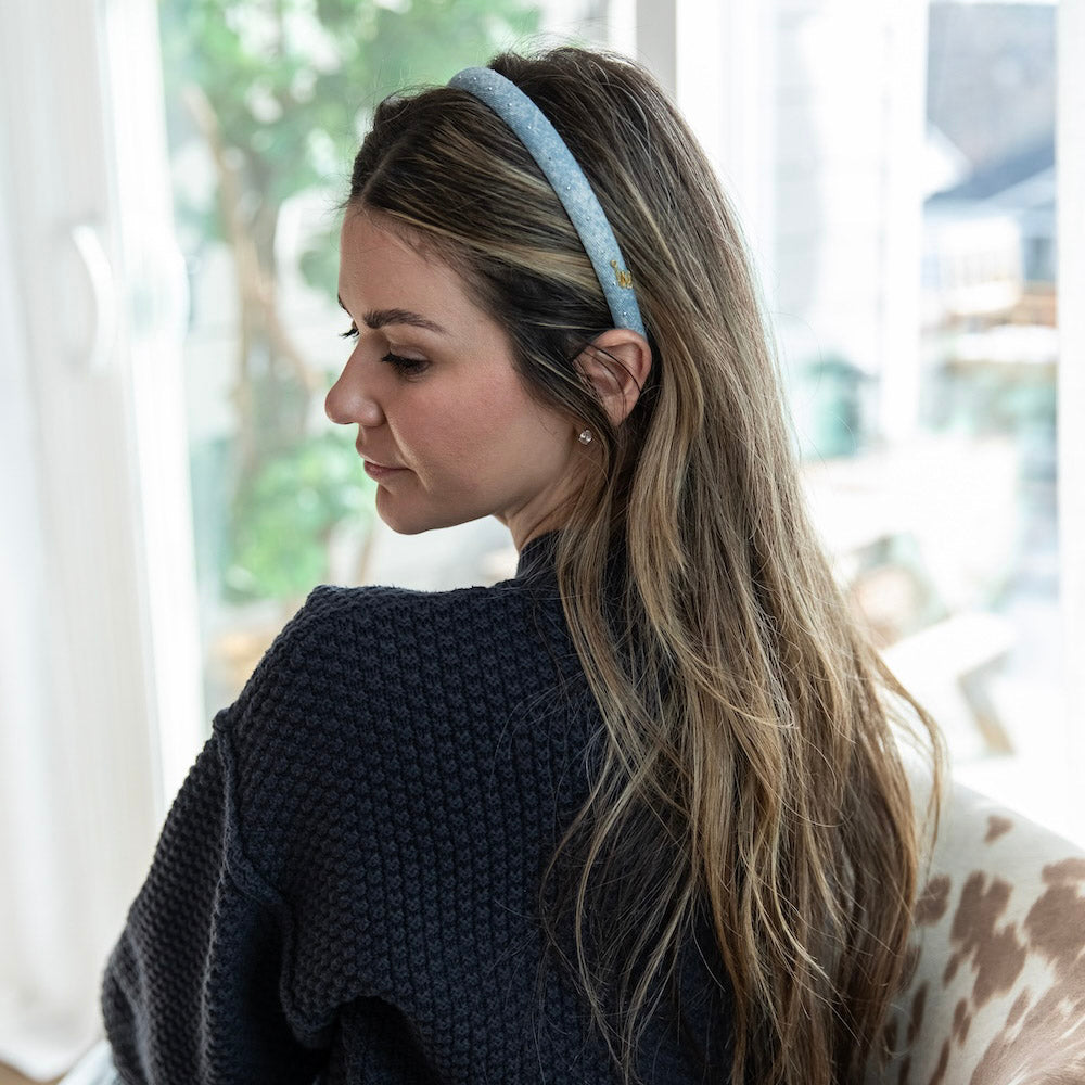 Classic Thin Padded Headband - Light Wash Stars