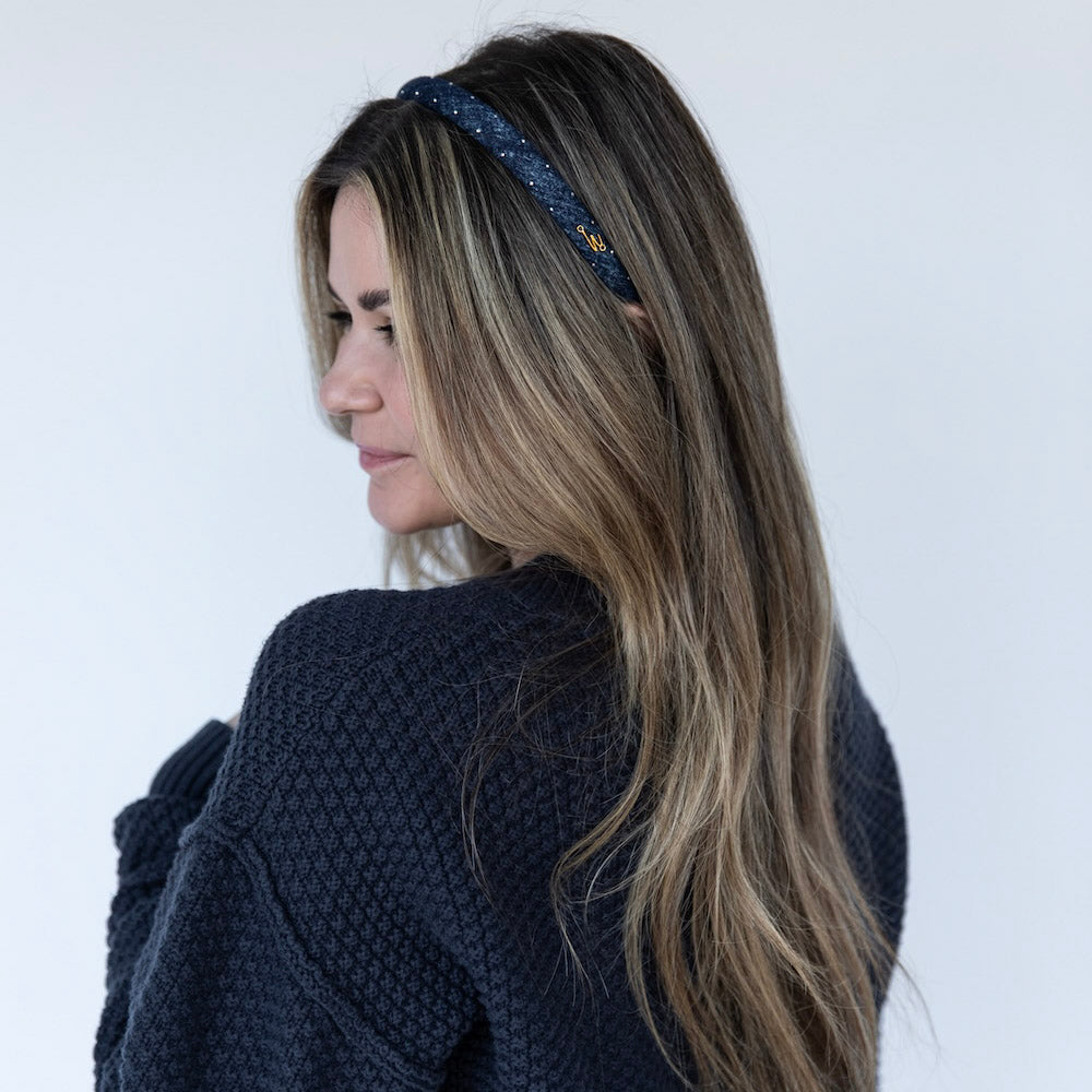 Classic Thin Padded Headband - Dark Wash Stars