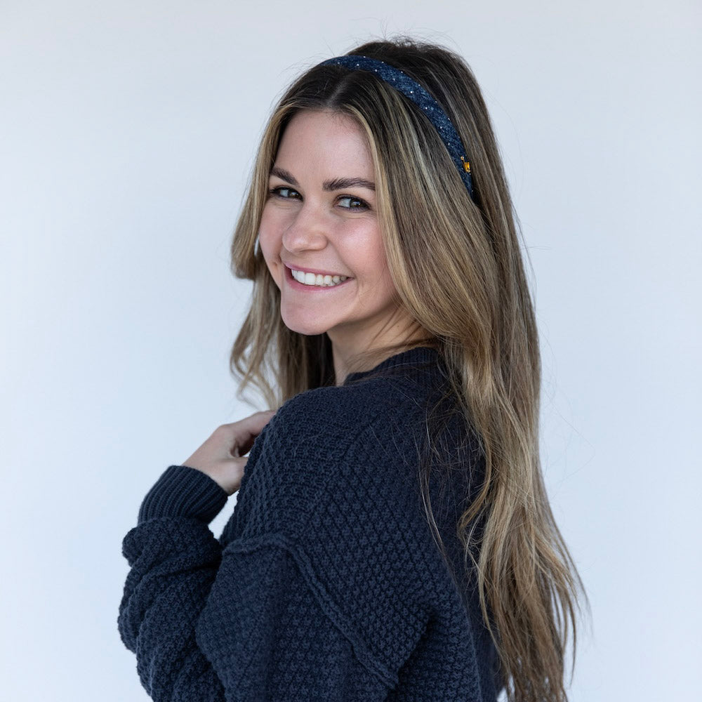 Classic Thin Padded Headband - Dark Wash Stars