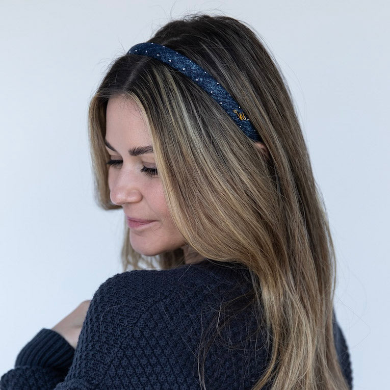 Classic Thin Padded Headband - Dark Wash Stars