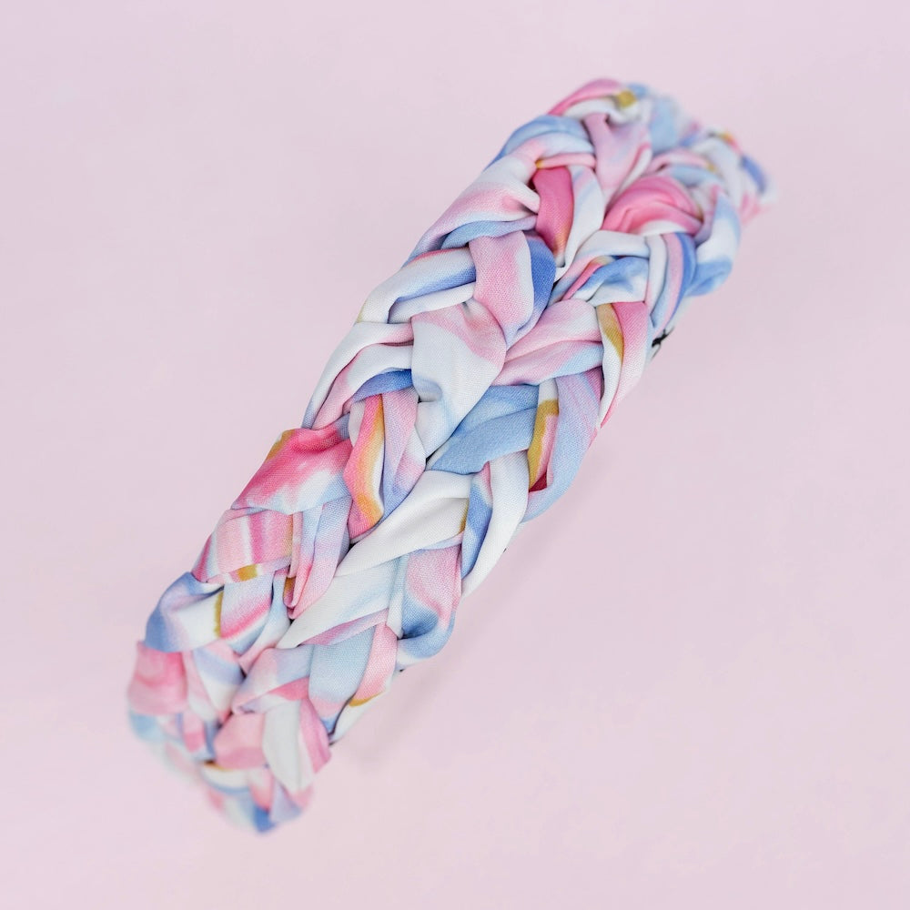 Blushing Braid Headband - Cotton Candy Skies Marble