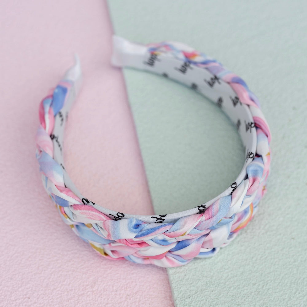 Blushing Braid Headband - Cotton Candy Skies Marble