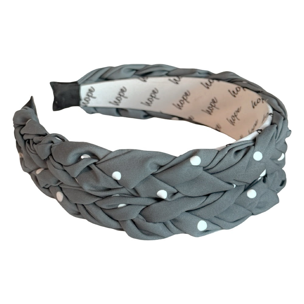 Blushing Braid Headband - Dark Jade Polka Dot