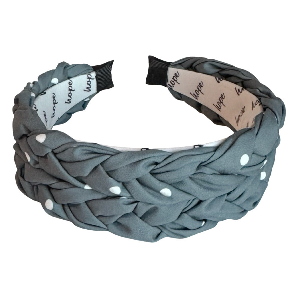 Blushing Braid Headband - Dark Jade Polka Dot