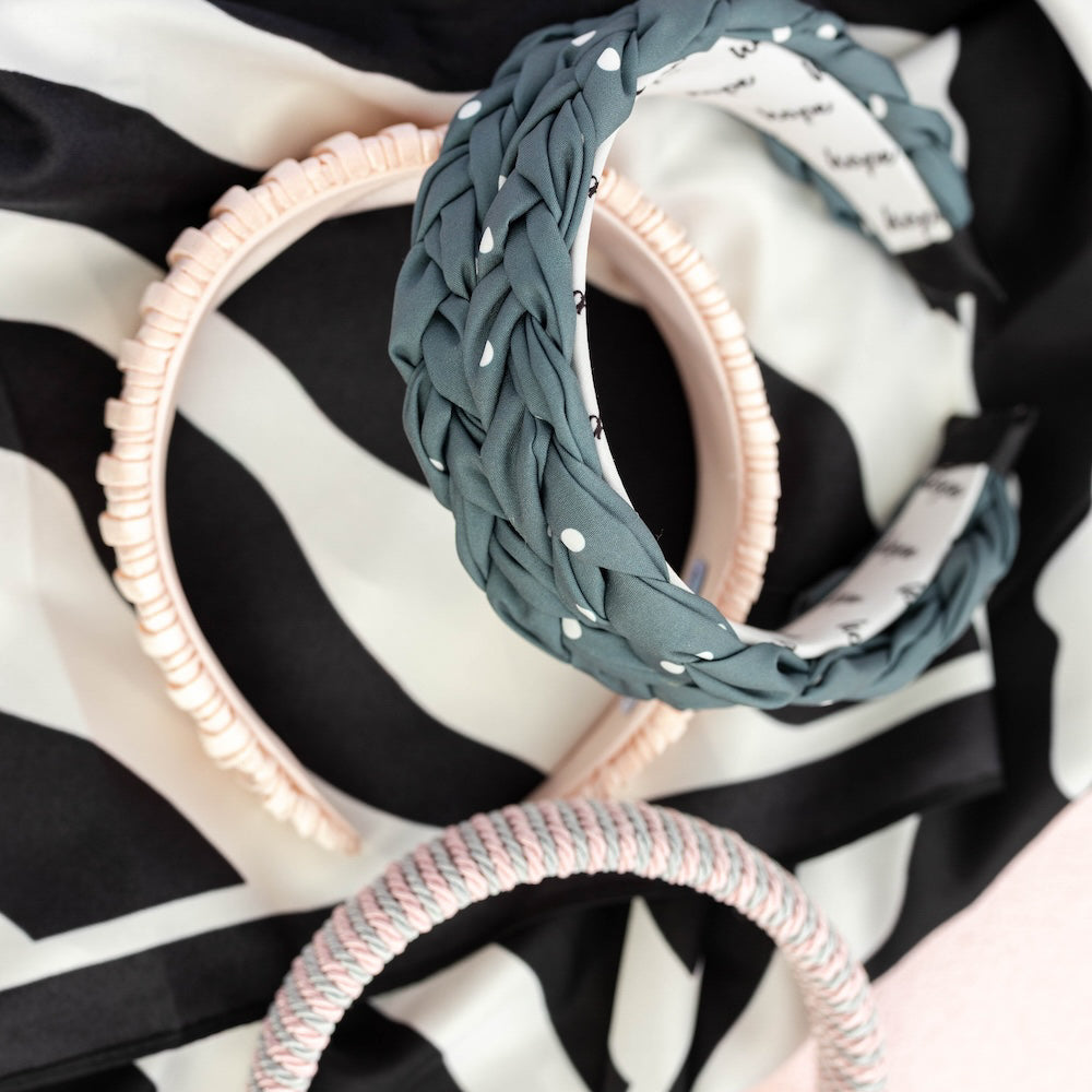 Blushing Braid Headband - Dark Jade Polka Dot