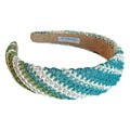 Classic Padded Woven Raffia Headband - Ocean Blue + Green