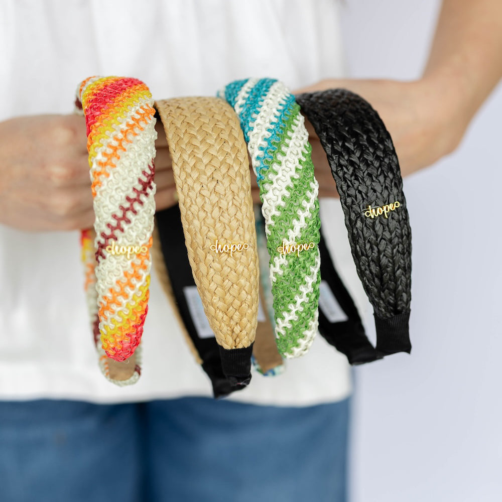 Wide Woven Headband - Tan