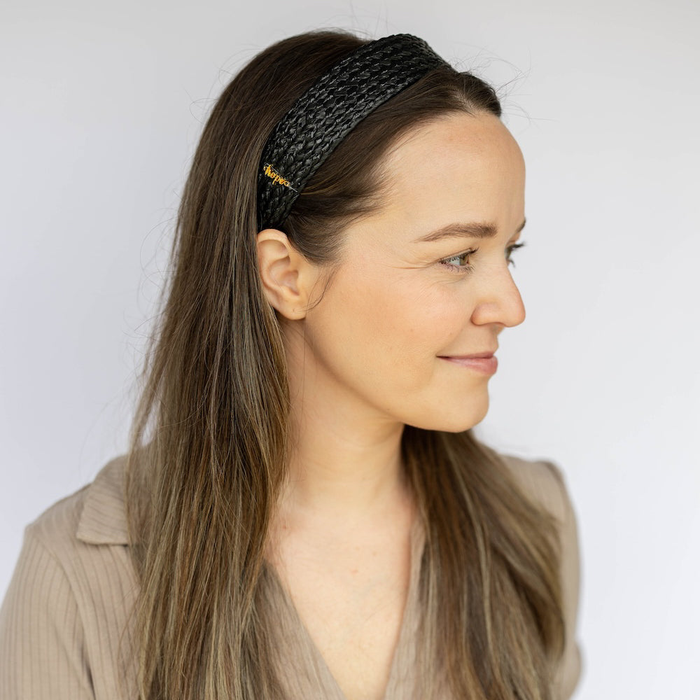 Wide Woven Headband - Black