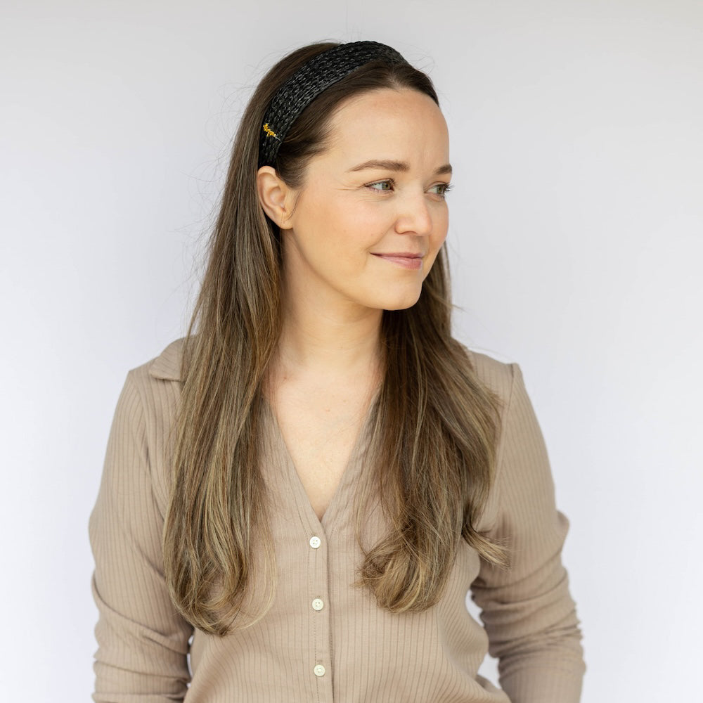 Wide Woven Headband - Black